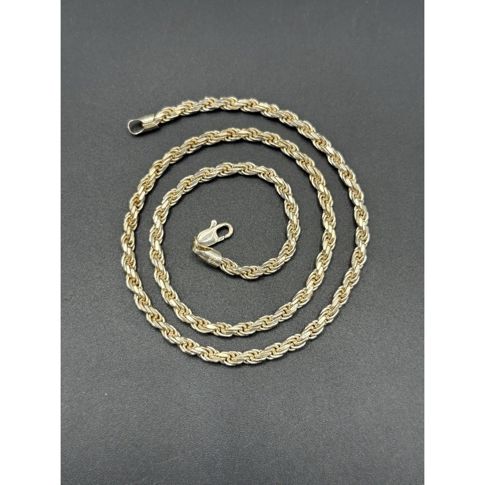 18" Sterling Silver Diamond Cut Rope Chain 20 Grams 3.5MM F2